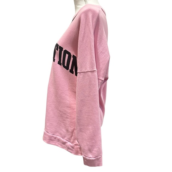 Victorias Secret PINK Pink Nation Campus Crew Mesh V-Neck Sweatshirt Size M - Picture 5 of 8